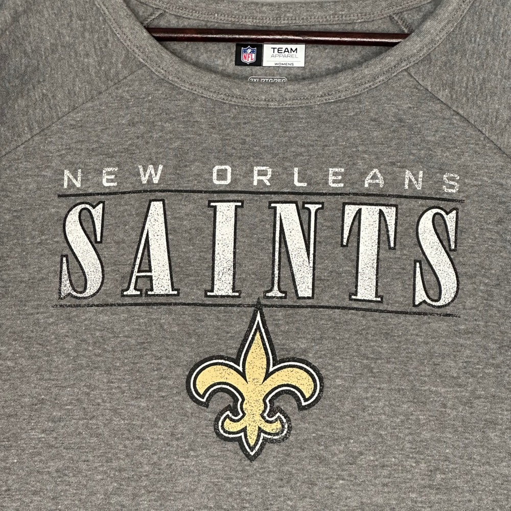 New Orleans Saints NFL Team Apparel Womens 2XL Gray Crewneck Sweatshirt - Picture 2 of 8